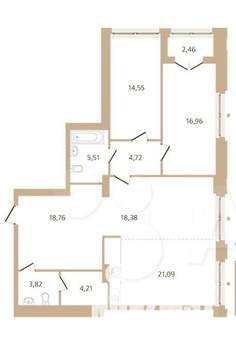 3-к квартира, вторичка, 122м2, 8/12 этаж