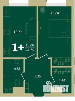 1-к квартира, строящийся дом, 45м2, 5/20 этаж