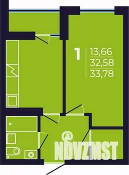 1-к квартира, строящийся дом, 34м2, 5/17 этаж