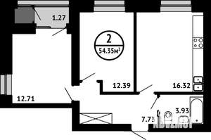 2-к квартира, вторичка, 54м2, 8/8 этаж