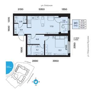2-к квартира, вторичка, 49м2, 6/32 этаж