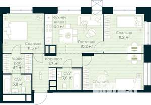 3-к квартира, вторичка, 73м2, 13/30 этаж