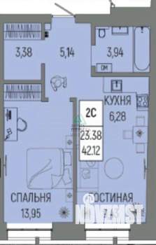 2-к квартира, вторичка, 42м2, 5/14 этаж