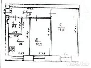 2-к квартира, вторичка, 43м2, 1/2 этаж