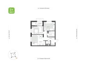 2-к квартира, вторичка, 59м2, 9/25 этаж