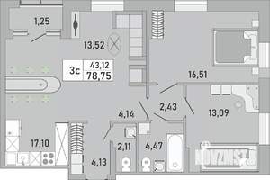 3-к квартира, вторичка, 79м2, 18/24 этаж