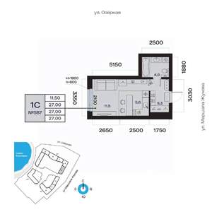 1-к квартира, вторичка, 27м2, 5/32 этаж