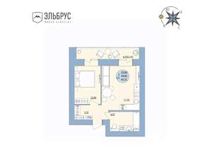 2-к квартира, вторичка, 43м2, 16/20 этаж