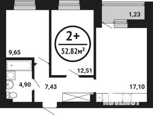 2-к квартира, вторичка, 53м2, 1/8 этаж