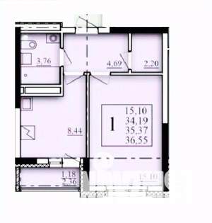 1-к квартира, строящийся дом, 35м2, 12/25 этаж