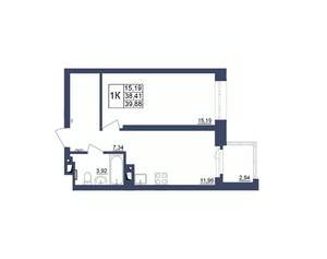 1-к квартира, вторичка, 40м2, 30/34 этаж