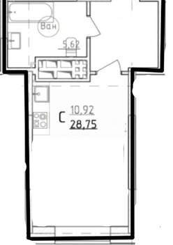 Студия квартира, вторичка, 29м2, 12/28 этаж