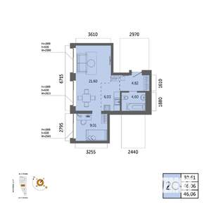 2-к квартира, вторичка, 46м2, 31/32 этаж