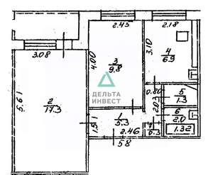 2-к квартира, вторичка, 45м2, 6/9 этаж