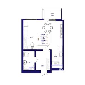 1-к квартира, вторичка, 36м2, 12/25 этаж