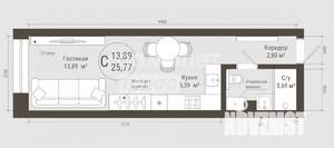 Студия квартира, вторичка, 26м2, 11/22 этаж