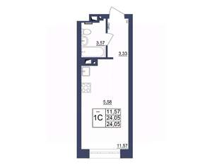 Студия квартира, строящийся дом, 25м2, 2/34 этаж