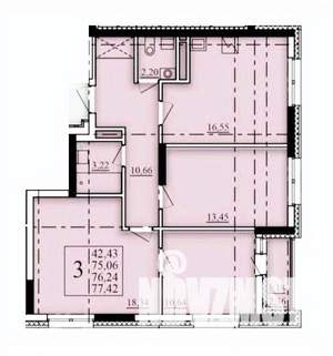 3-к квартира, строящийся дом, 76м2, 3/25 этаж