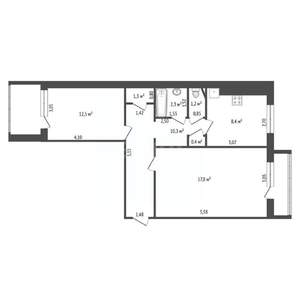 2-к квартира, вторичка, 53м2, 3/9 этаж