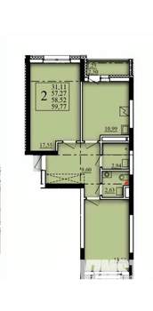 2-к квартира, вторичка, 59м2, 13/21 этаж