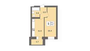 1-к квартира, вторичка, 37м2, 9/12 этаж