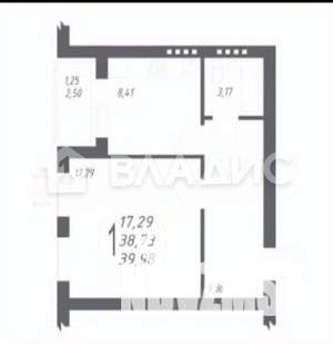 1-к квартира, вторичка, 40м2, 5/5 этаж