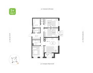 3-к квартира, вторичка, 94м2, 4/25 этаж