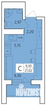 Студия квартира, вторичка, 21м2, 25/25 этаж