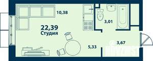 1-к квартира, вторичка, 22м2, 7/24 этаж