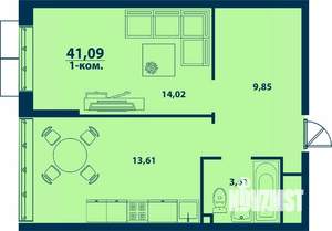 1-к квартира, вторичка, 41м2, 2/24 этаж