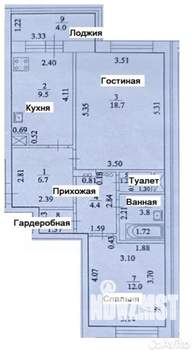 2-к квартира, вторичка, 58м2, 2/12 этаж