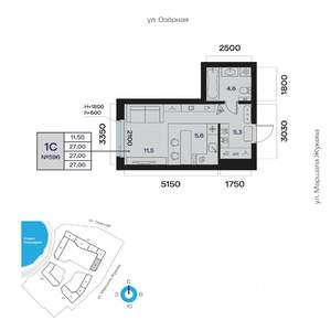 1-к квартира, вторичка, 27м2, 6/32 этаж