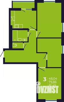 3-к квартира, строящийся дом, 81м2, 10/17 этаж