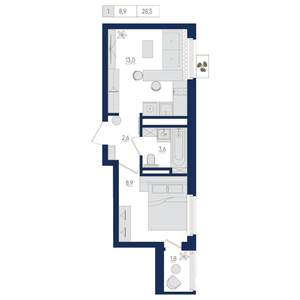 1-к квартира, вторичка, 29м2, 11/22 этаж