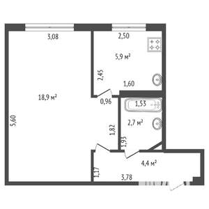 1-к квартира, вторичка, 32м2, 1/5 этаж
