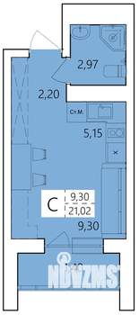Студия квартира, строящийся дом, 21м2, 4/25 этаж