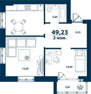 2-к квартира, вторичка, 49м2, 3/5 этаж