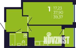 1-к квартира, строящийся дом, 39м2, 6/25 этаж