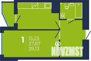 1-к квартира, строящийся дом, 39м2, 12/25 этаж