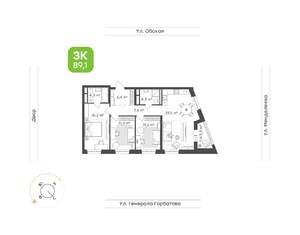 3-к квартира, вторичка, 89м2, 8/25 этаж