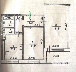 2-к квартира, вторичка, 45м2, 5/9 этаж
