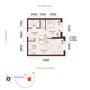2-к квартира, вторичка, 51м2, 3/32 этаж