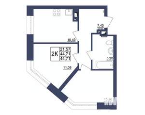 2-к квартира, вторичка, 45м2, 28/34 этаж