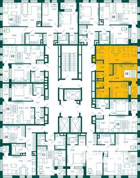 2-к квартира, строящийся дом, 54м2, 4/27 этаж