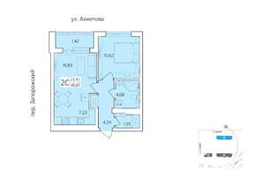 2-к квартира, строящийся дом, 41м2, 11/25 этаж