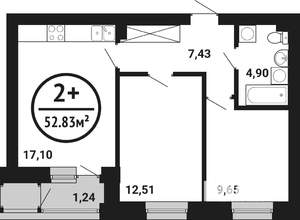 2-к квартира, вторичка, 53м2, 6/8 этаж