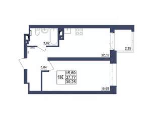 1-к квартира, строящийся дом, 39м2, 9/34 этаж