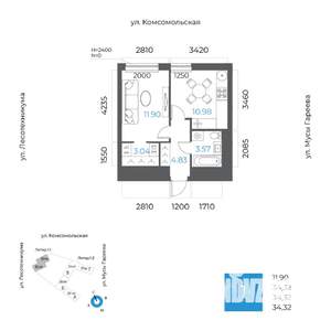 1-к квартира, вторичка, 34м2, 28/32 этаж