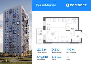 Студия квартира, вторичка, 21м2, 4/17 этаж