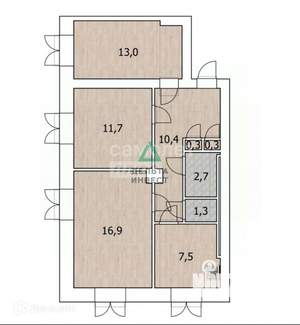 3-к квартира, вторичка, 64м2, 2/4 этаж